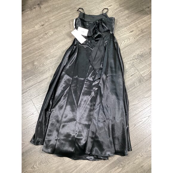 Kismissal Girls Black Satin Party Dress With Bow Back Detail Size 12 wedding NEW - Picture 4 of 9